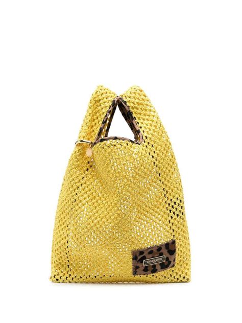 Yellow Raffia tote bag 